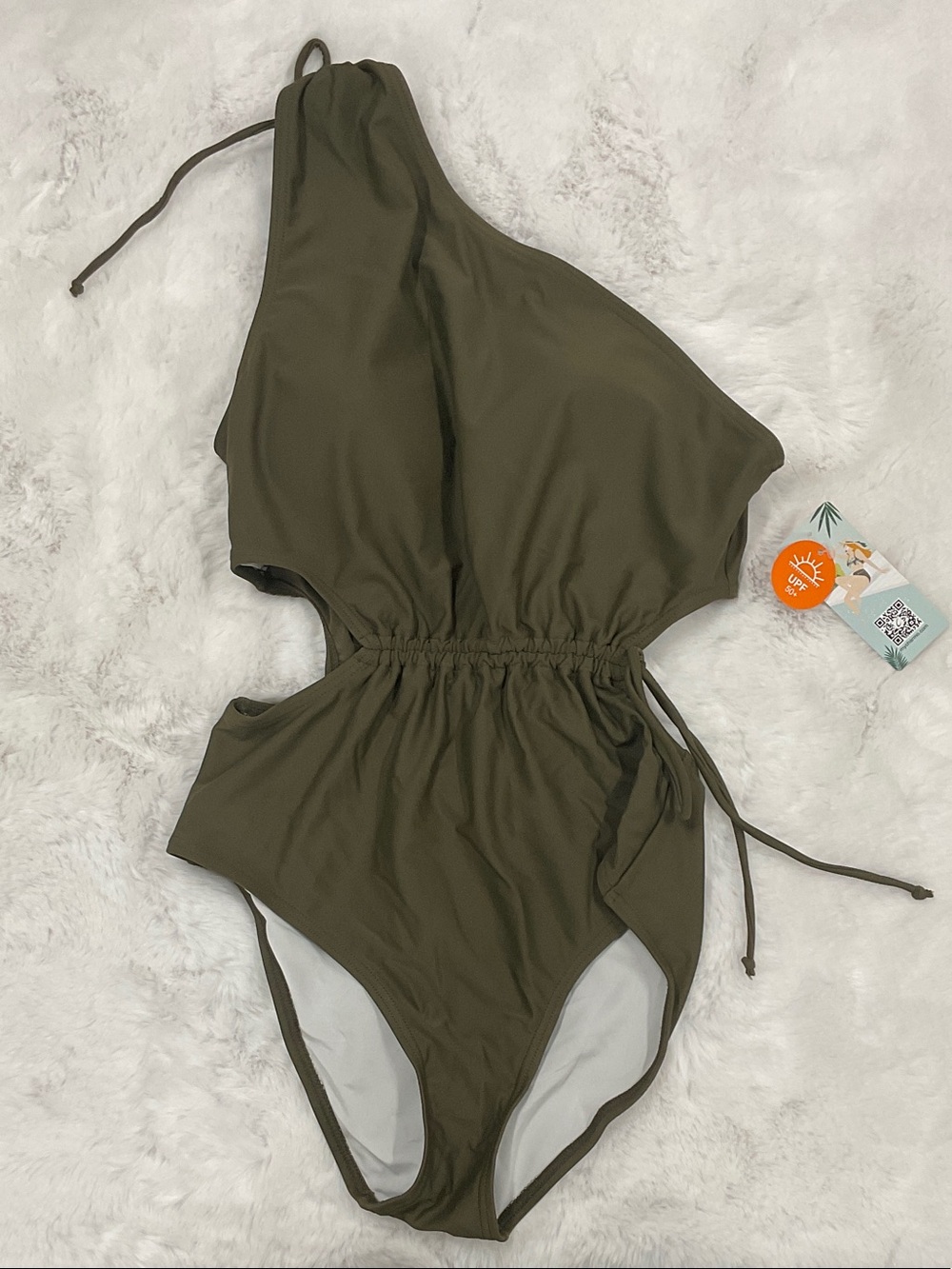 Olive One-Shoulder One-Piece Swimsuit